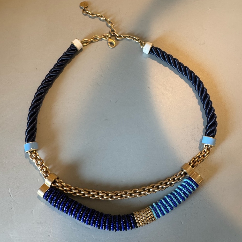 Blue and Gold Beaded Necklace